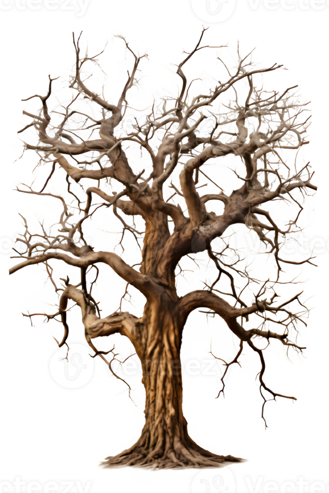 dead tree isolated on transparent background ,dry tree cut out ,generative ai png