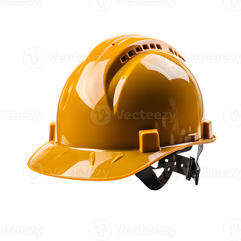yellow work safety helmet isolated on transparent background ,generative ai png