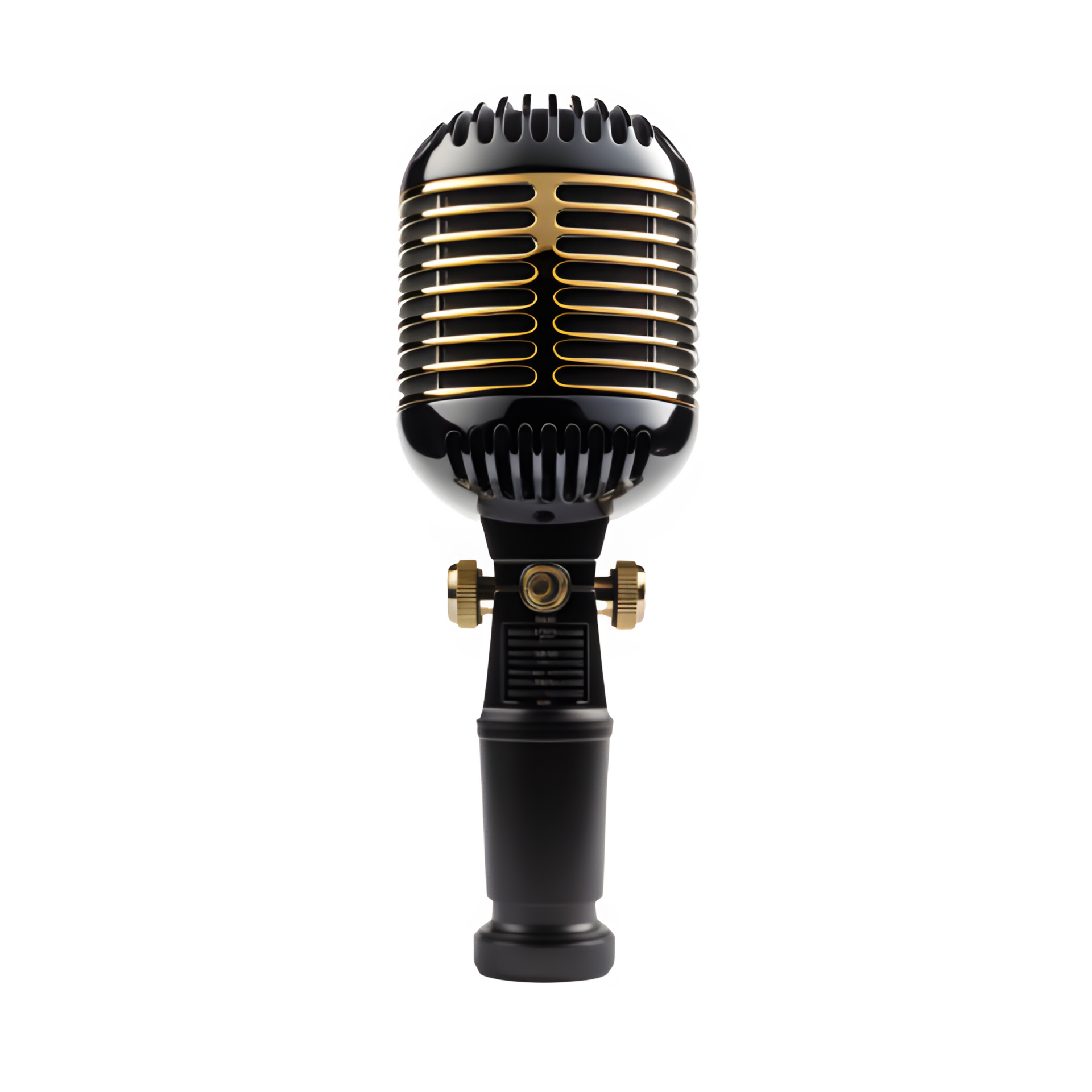 microphone isolated on transparent background ,vintage metal microphone