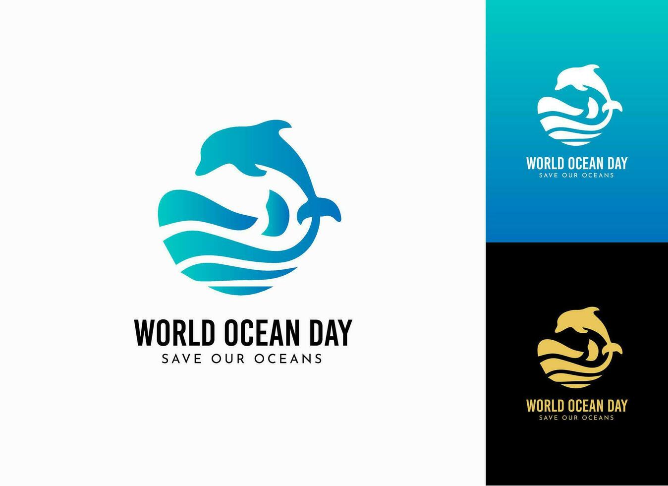 World oceans day design vector. Let's save our oceans design background vector