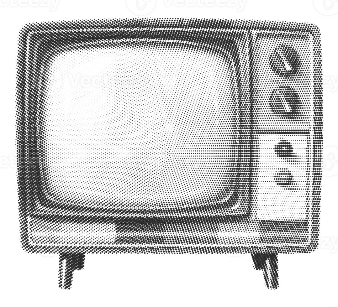 trama de semitonos retro televisor. collage diseño elemento en de moda revista estilo. ai generativo png