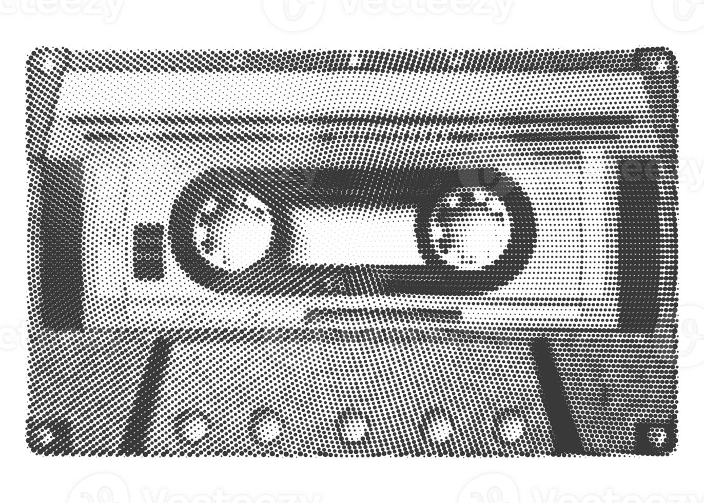 halftone cassette. collage ontwerp element in modieus tijdschrift stijl. ai generatief png