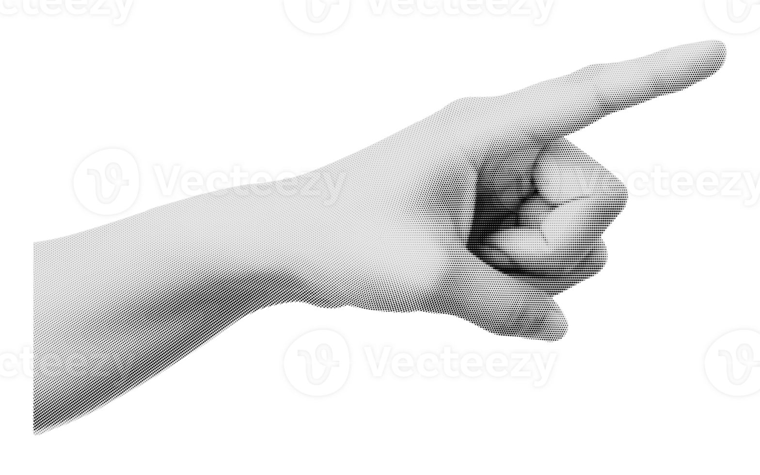 Halftone pointing gesture of the index finger hand. Collage design element in trendy magazine style. AI Generative png