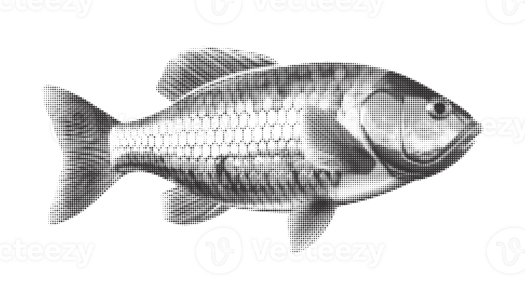 Halftone fish. Collage design element in trendy magazine style. AI Generative png