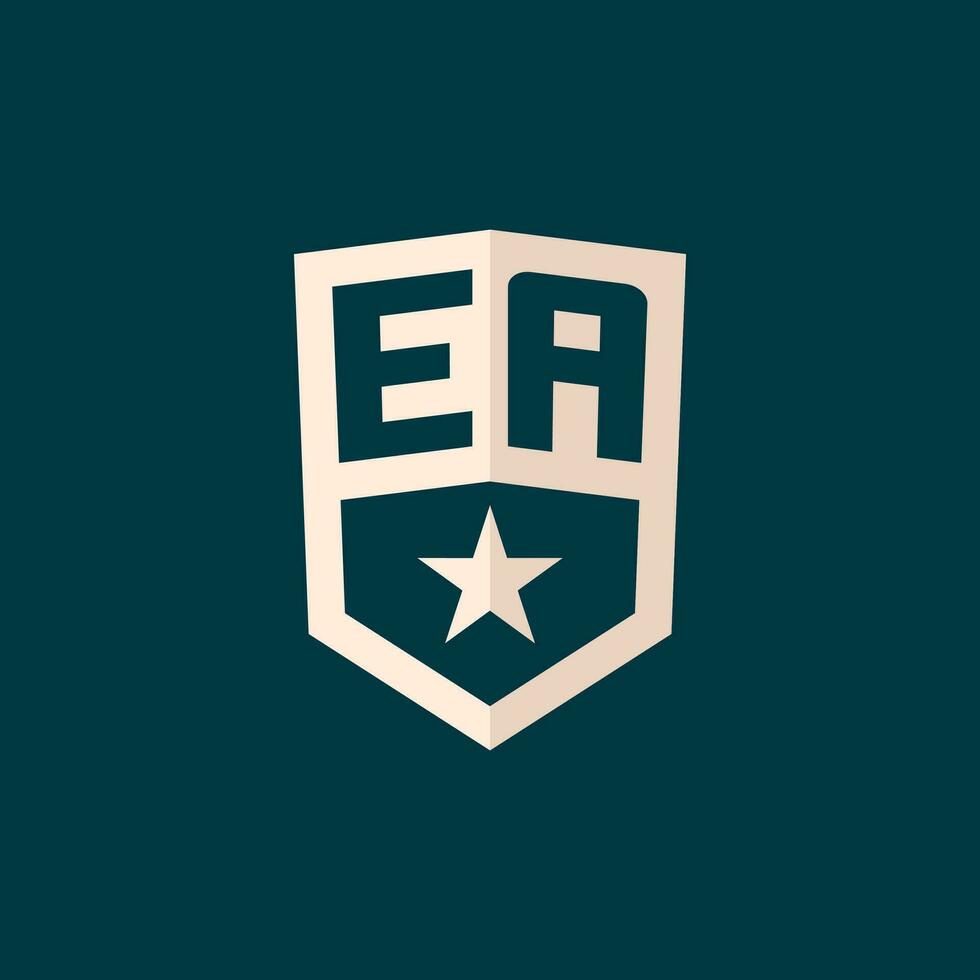 Initial EA logo star shield symbol with simple design vector