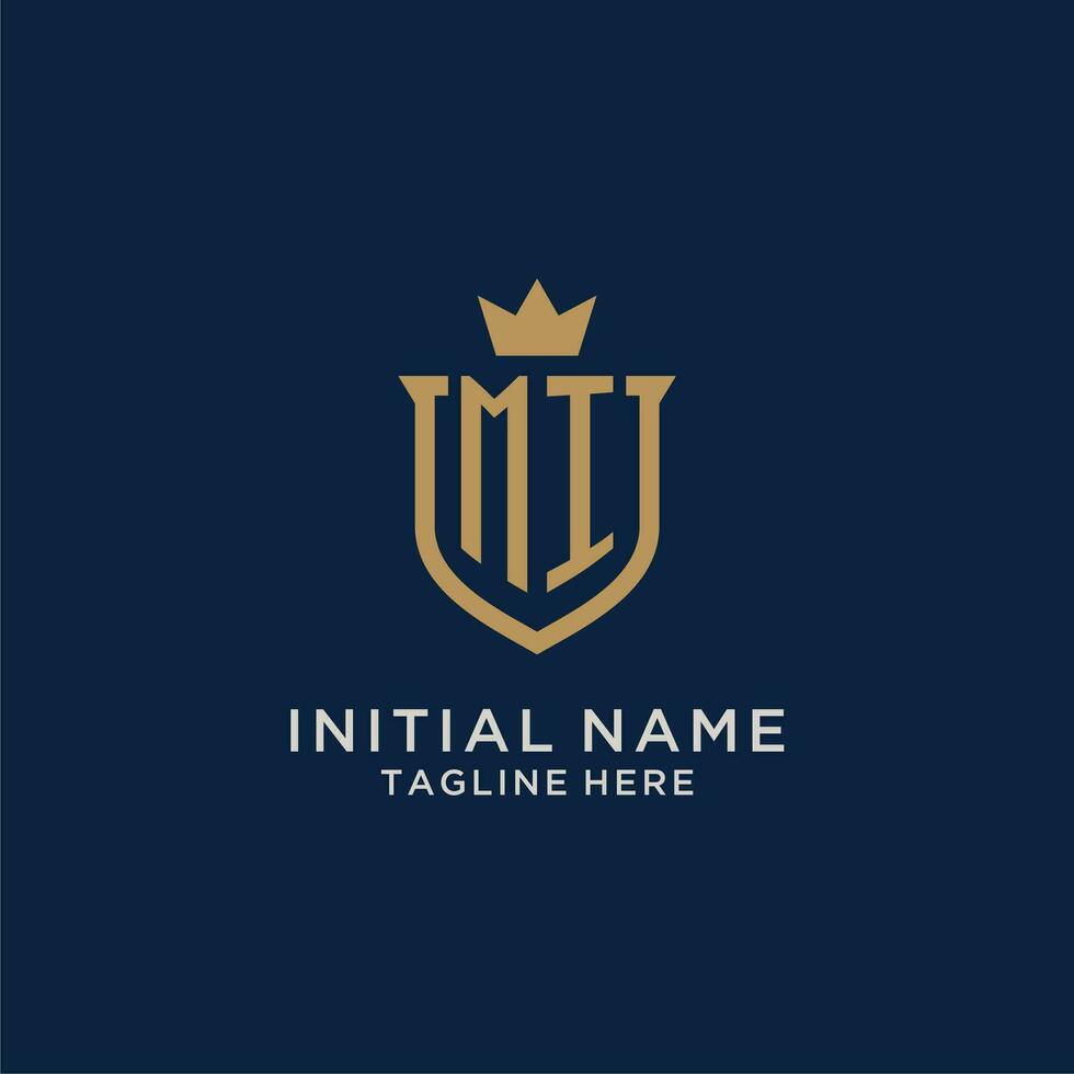 MI initial shield crown logo vector