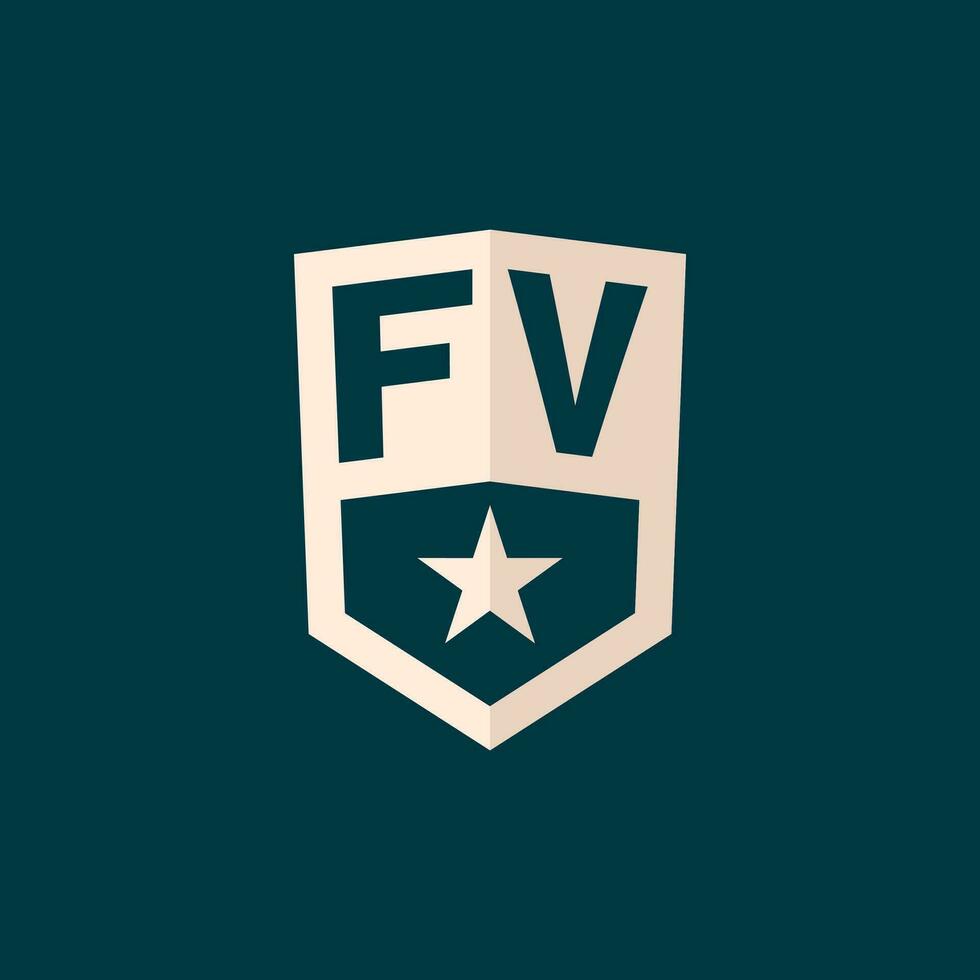 Initial FV logo star shield symbol with simple design vector