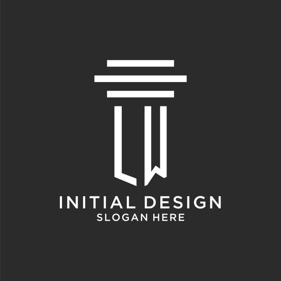 LW initials with simple pillar logo design, creative legal firm logo vector