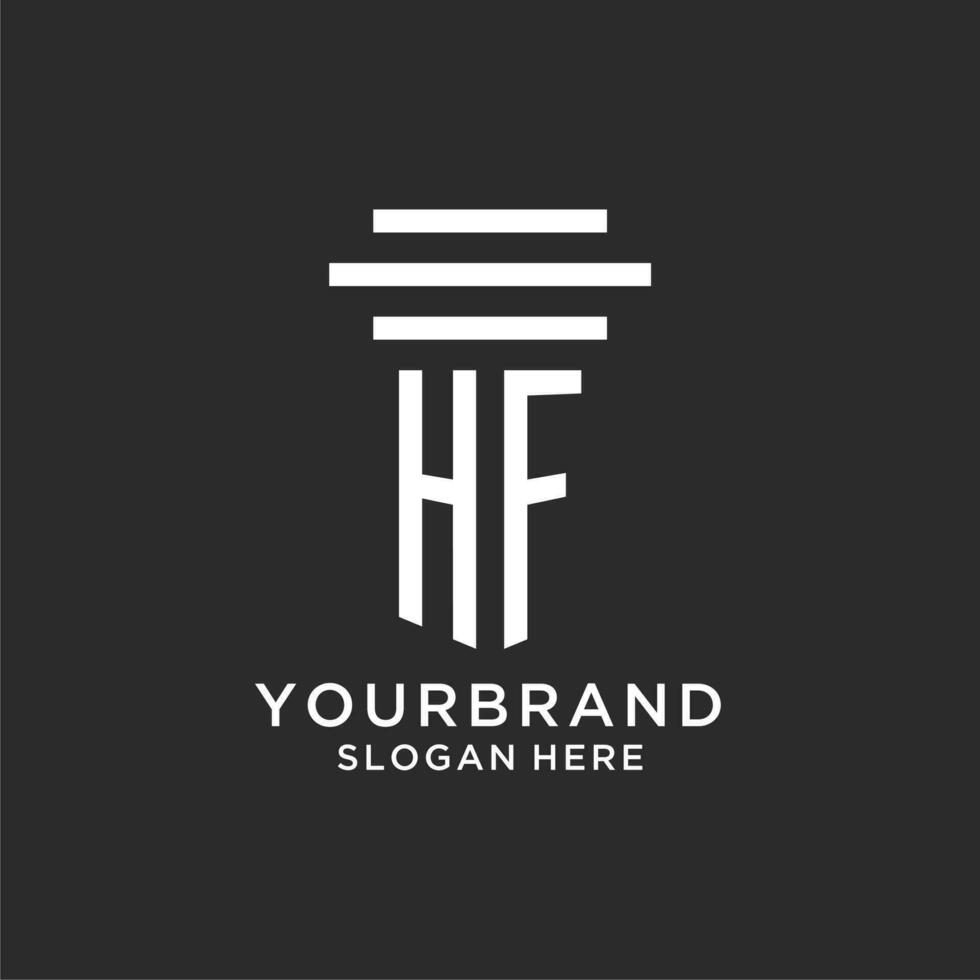 HF initials with simple pillar logo design, creative legal firm logo vector