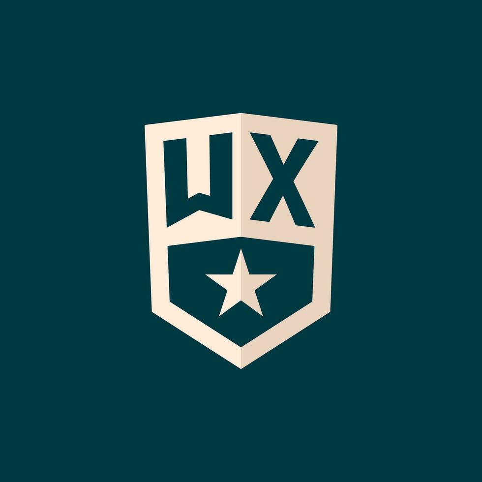inicial wx logo estrella proteger símbolo con sencillo diseño vector