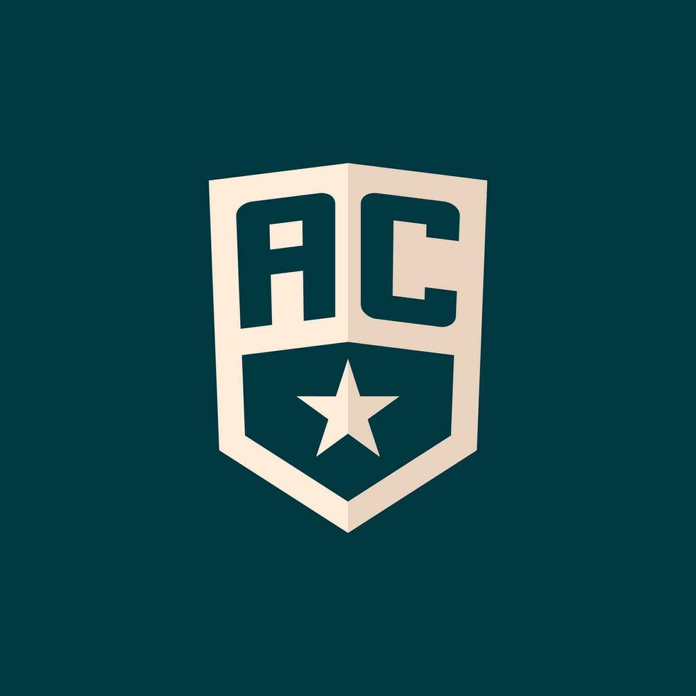 Initial AC logo star shield symbol with simple design vector