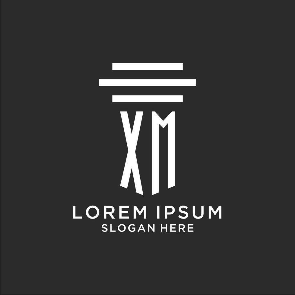 XM initials with simple pillar logo design, creative legal firm logo vector