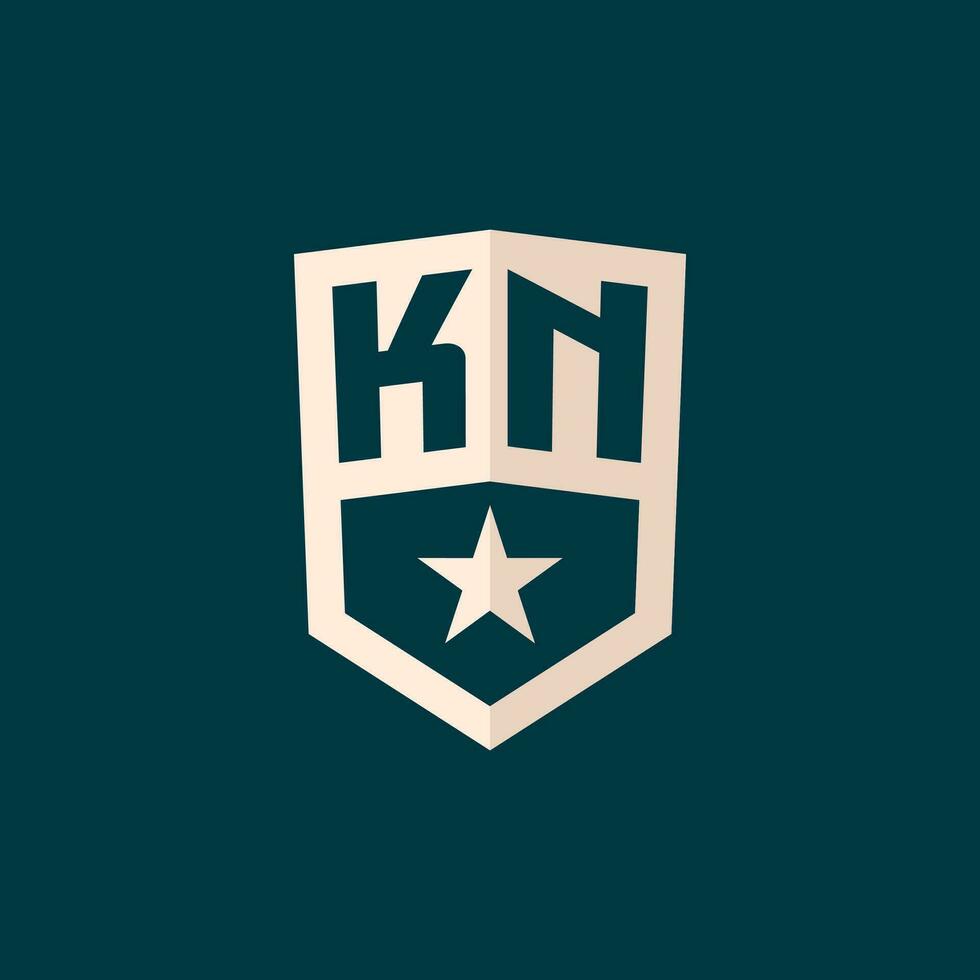 inicial kn logo estrella proteger símbolo con sencillo diseño vector