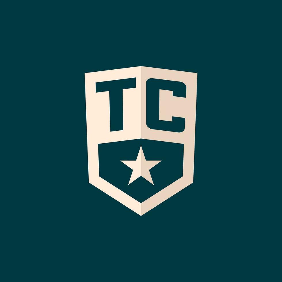 Initial TC logo star shield symbol with simple design vector