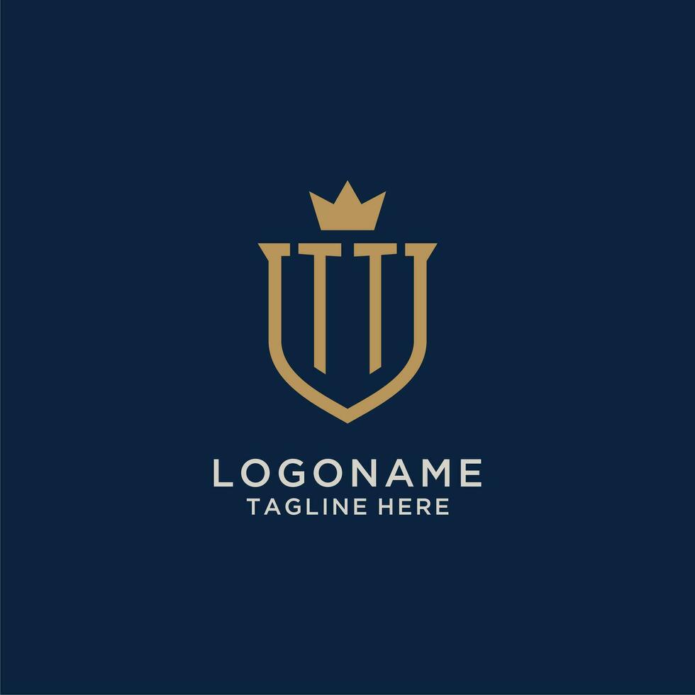 TT initial shield crown logo vector