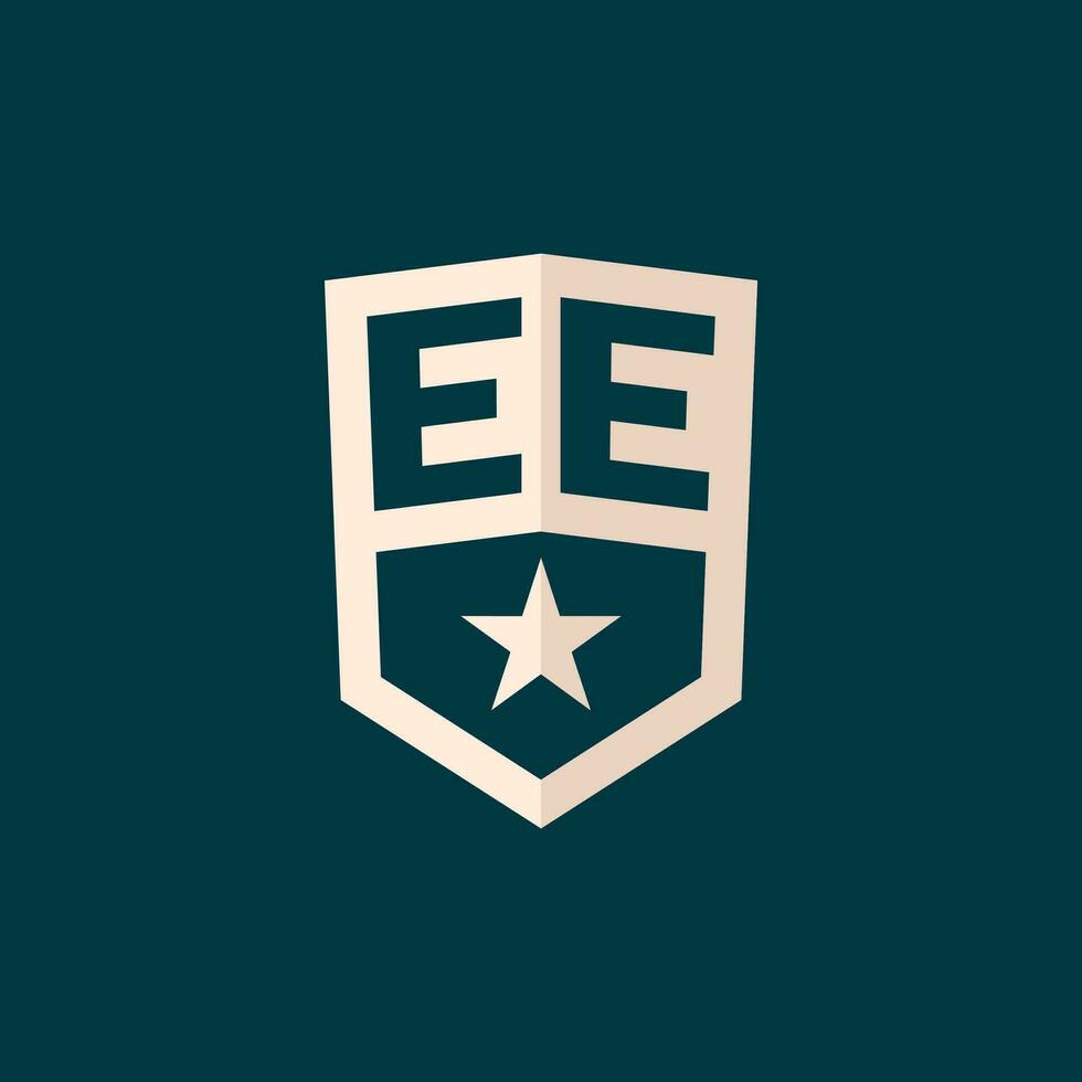 Initial EE logo star shield symbol with simple design vector