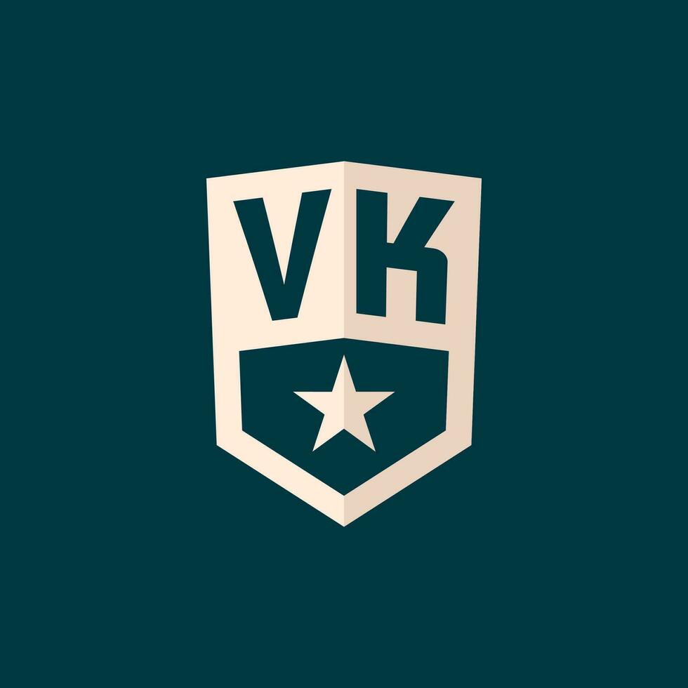 Initial VK logo star shield symbol with simple design vector