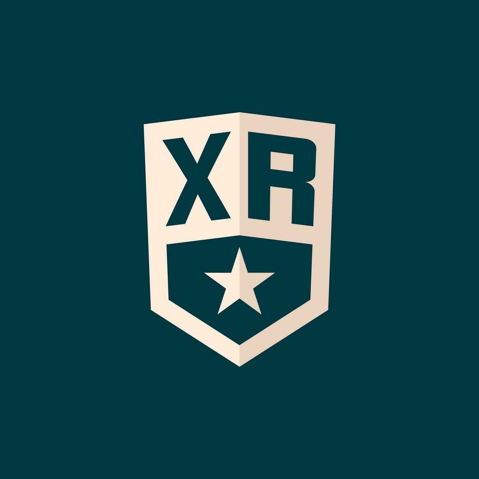 Initial XR logo star shield symbol with simple design vector