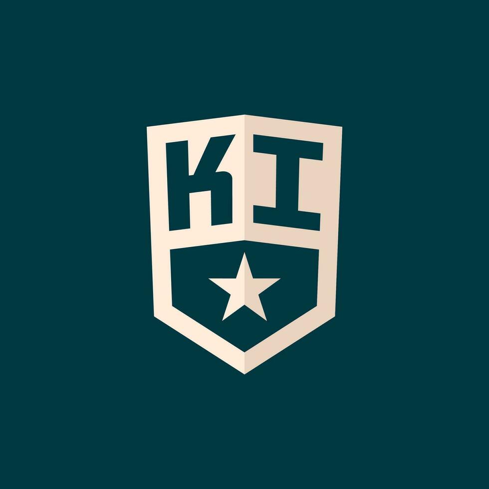 Initial KI logo star shield symbol with simple design vector