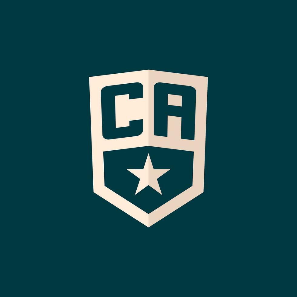 Initial CA logo star shield symbol with simple design vector