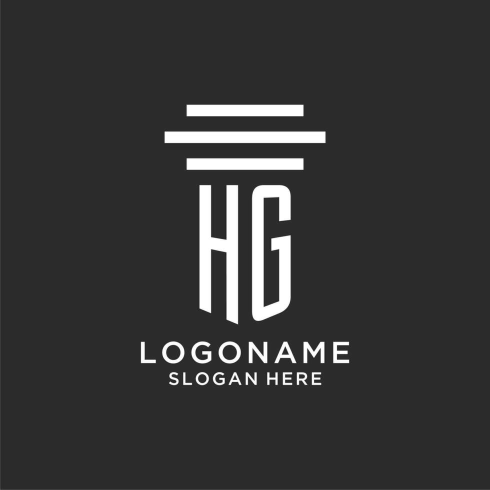 HG initials with simple pillar logo design, creative legal firm logo vector