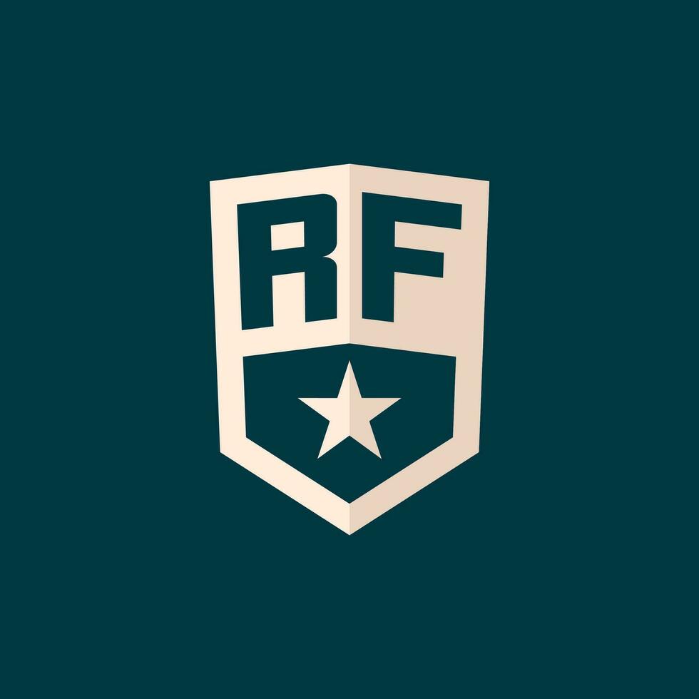 Initial RF logo star shield symbol with simple design vector