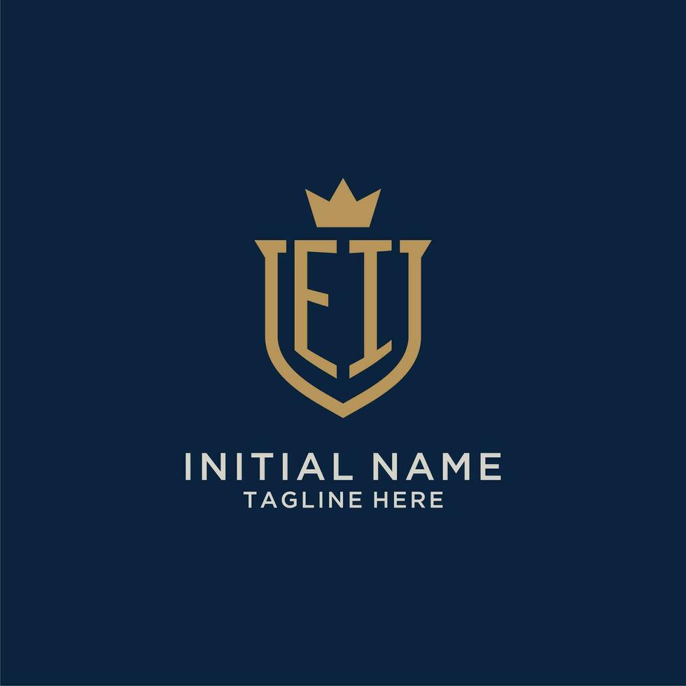 EI initial shield crown logo vector