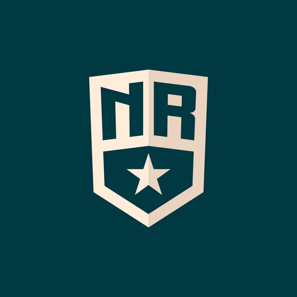 Initial NR logo star shield symbol with simple design vector