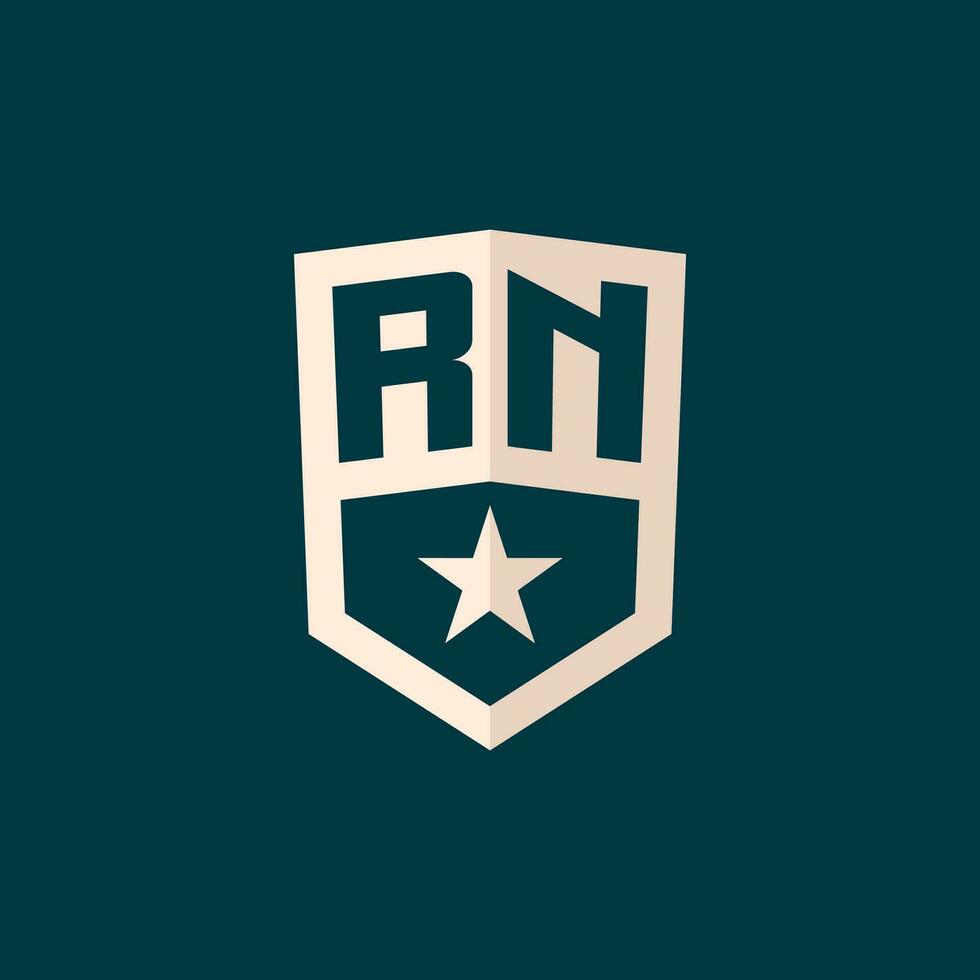 Initial RN logo star shield symbol with simple design vector