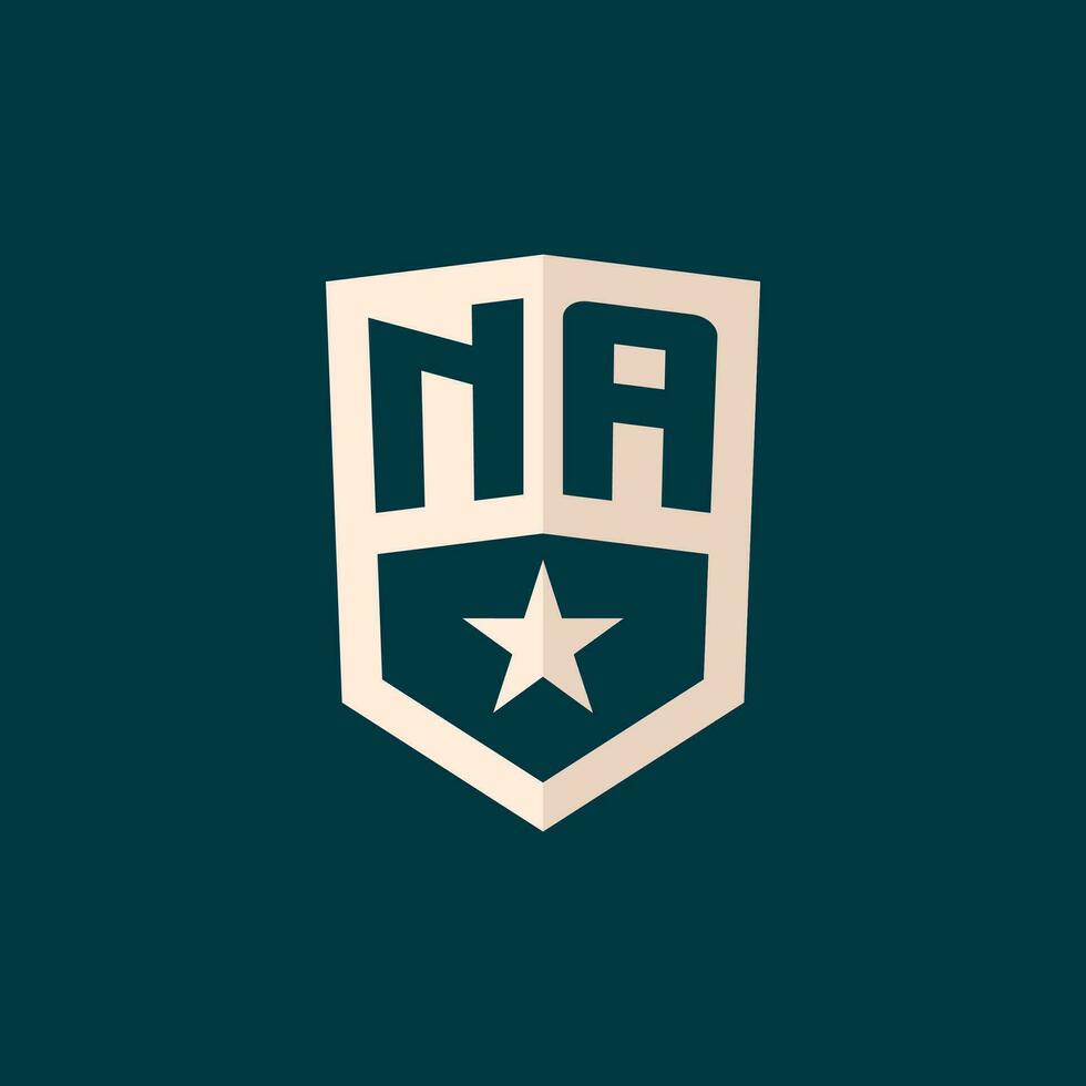 Initial NA logo star shield symbol with simple design vector