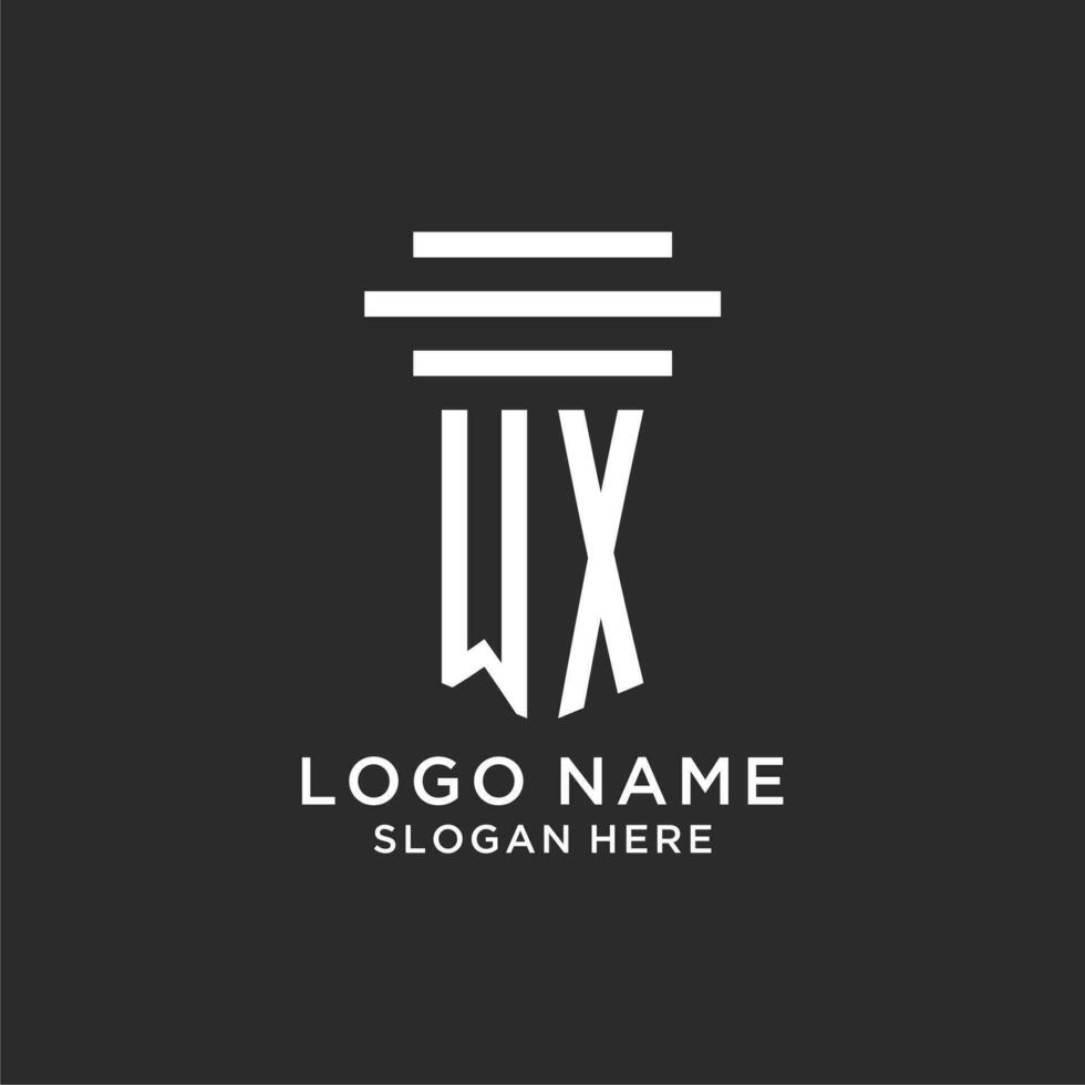 WX initials with simple pillar logo design, creative legal firm logo vector