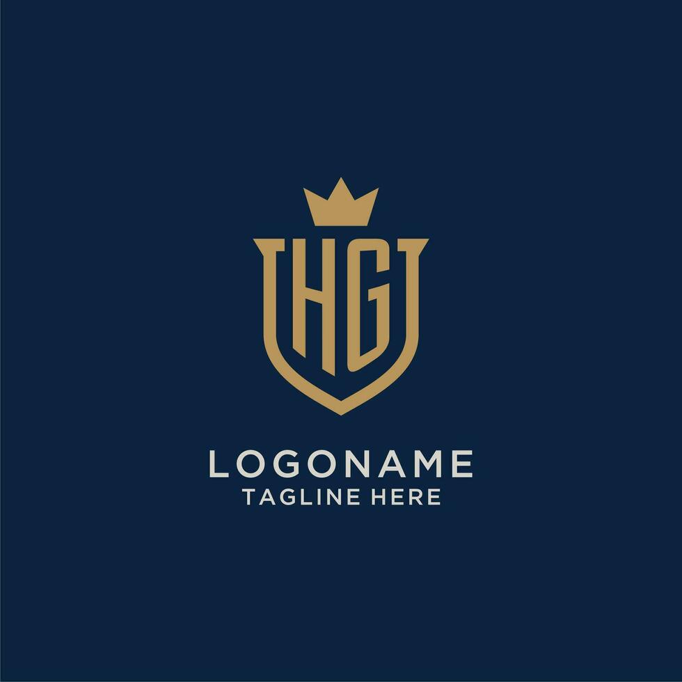 HG initial shield crown logo vector