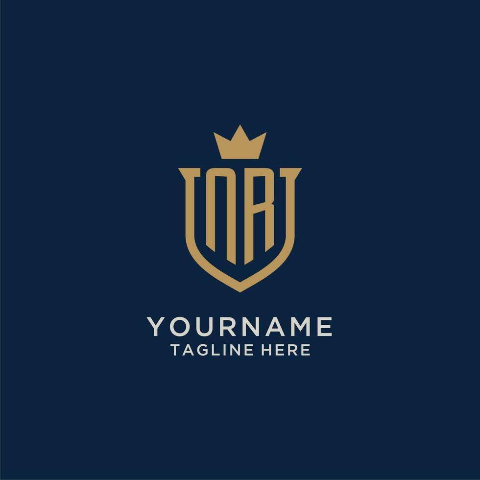 NR initial shield crown logo vector