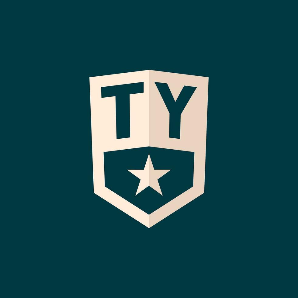 Initial TY logo star shield symbol with simple design vector