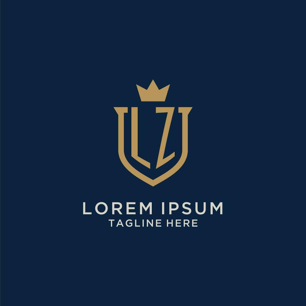 LZ initial shield crown logo vector
