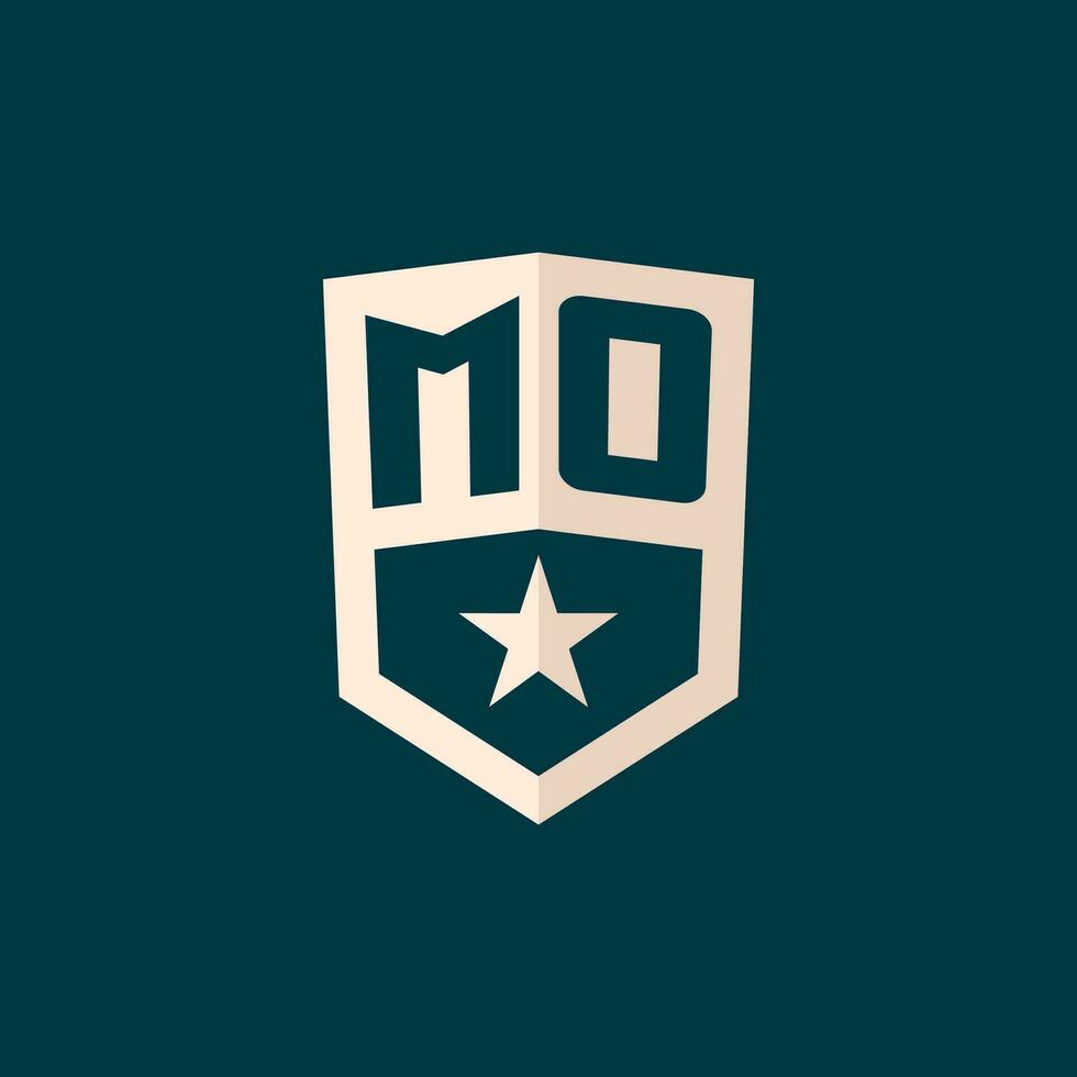 Initial MO logo star shield symbol with simple design vector