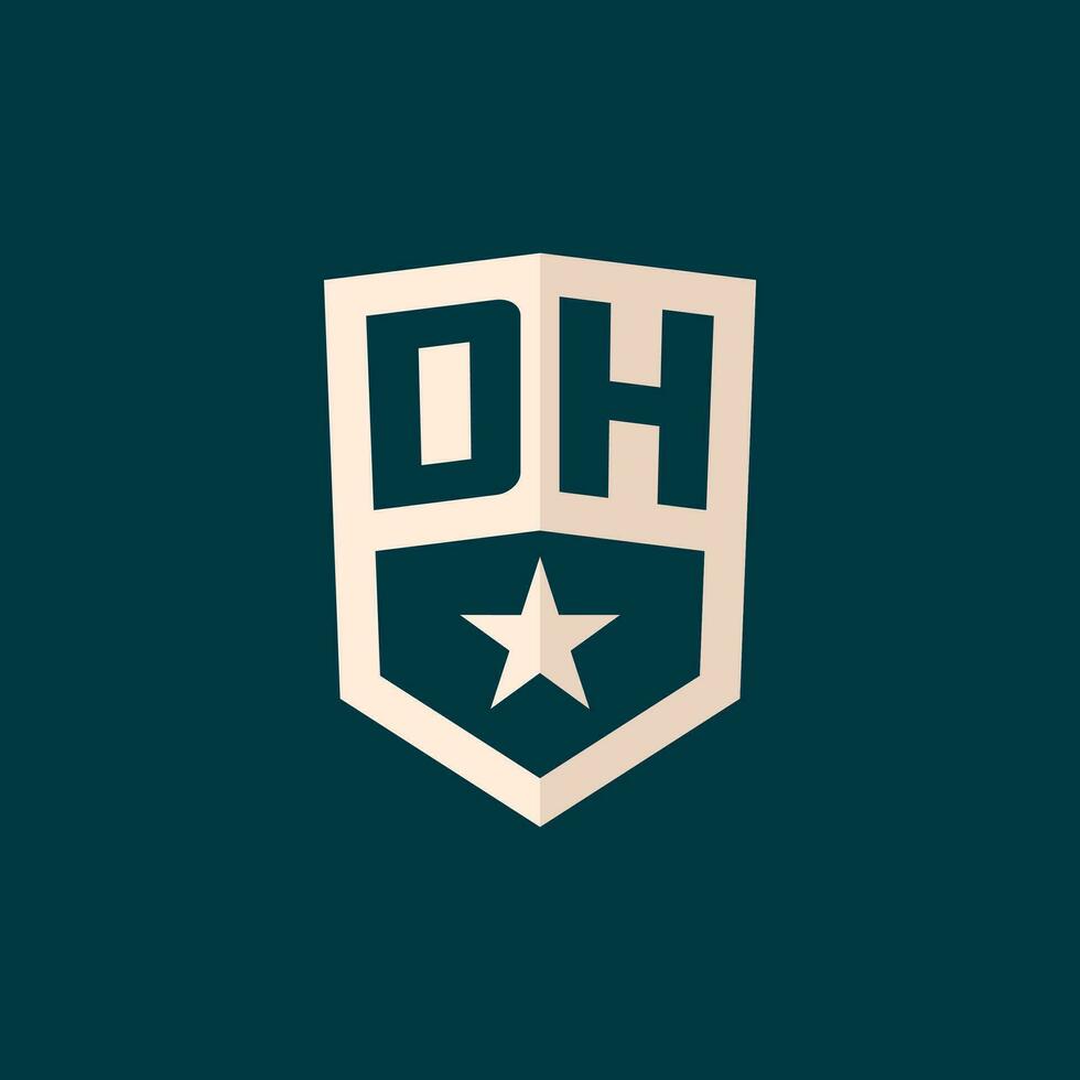 Initial DH logo star shield symbol with simple design vector