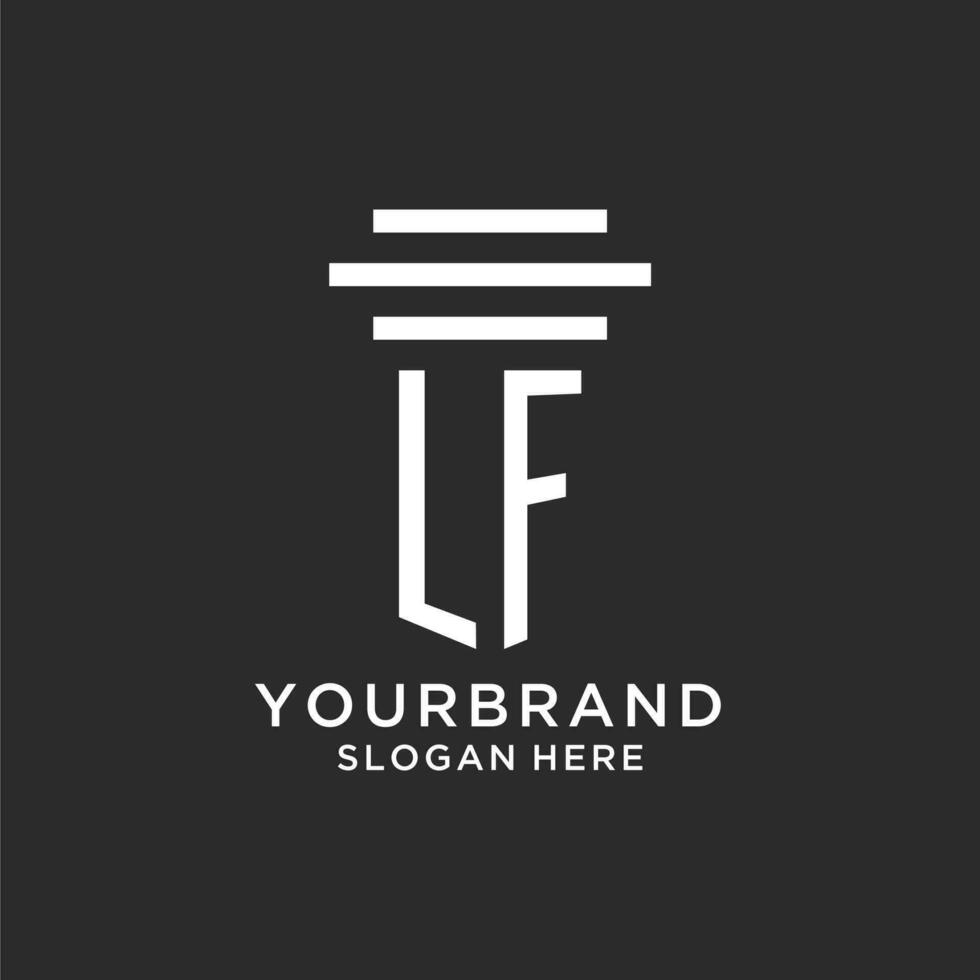 LF initials with simple pillar logo design, creative legal firm logo vector