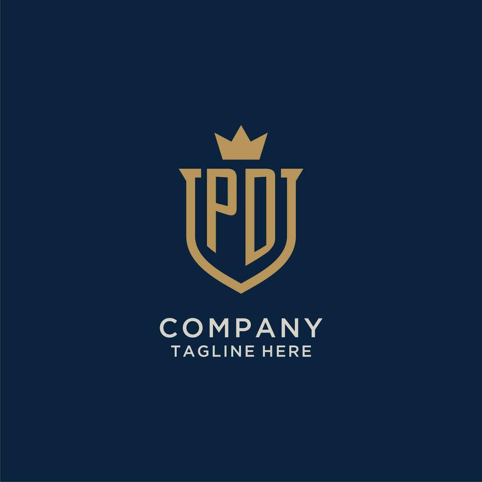 PD initial shield crown logo vector