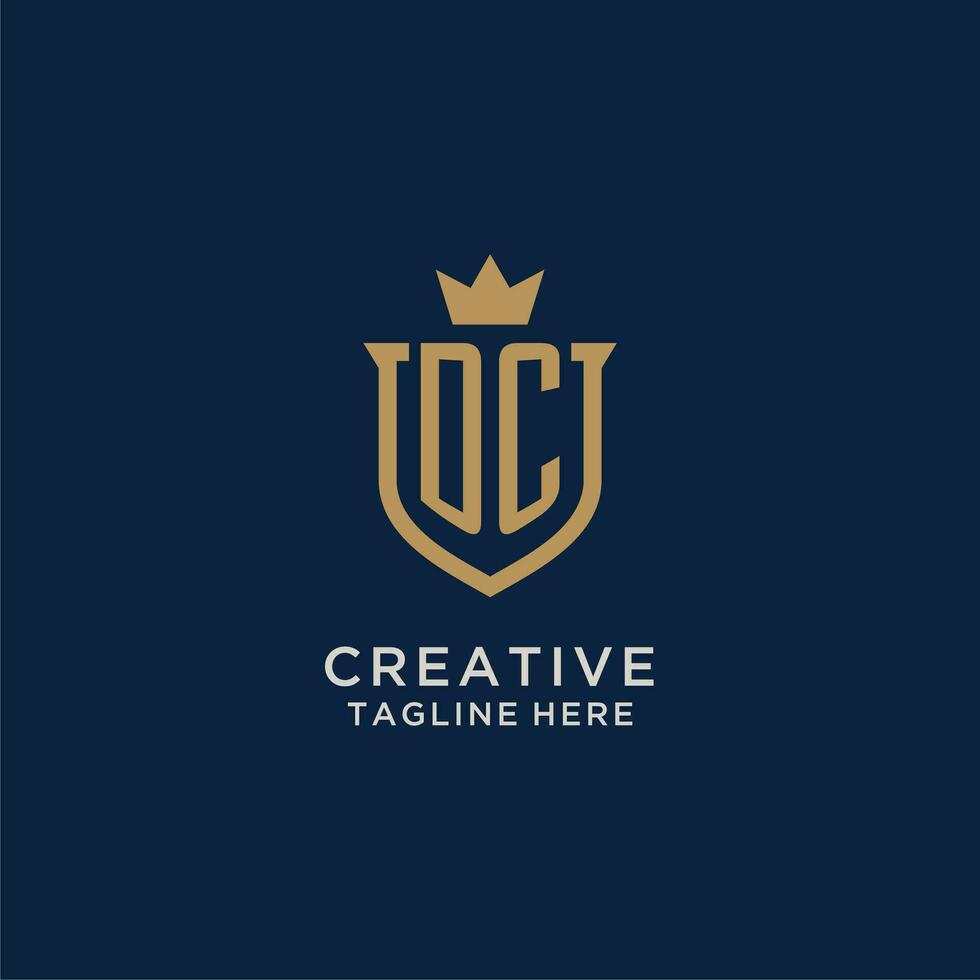 DC initial shield crown logo vector