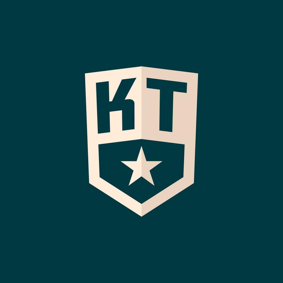 Initial KT logo star shield symbol with simple design vector