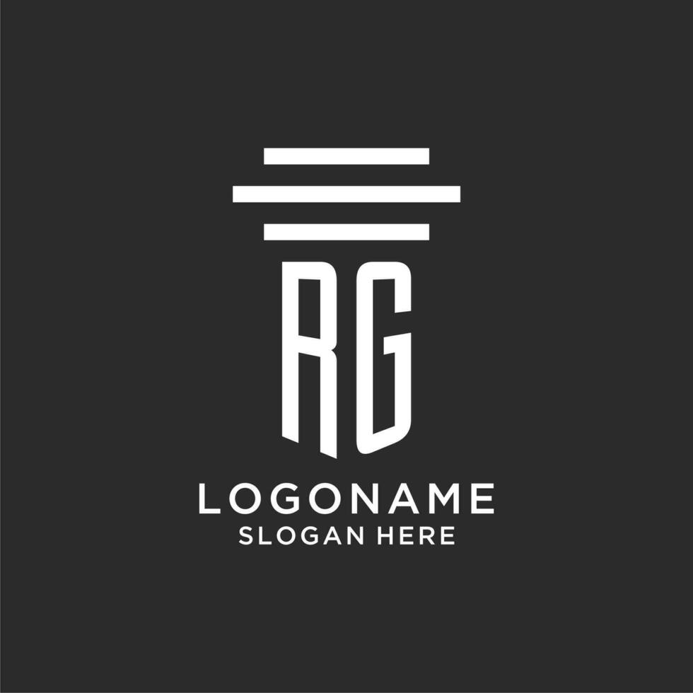 RG initials with simple pillar logo design, creative legal firm logo vector
