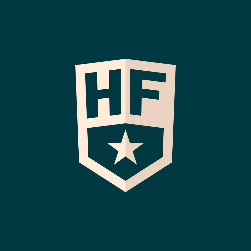 Initial HF logo star shield symbol with simple design vector