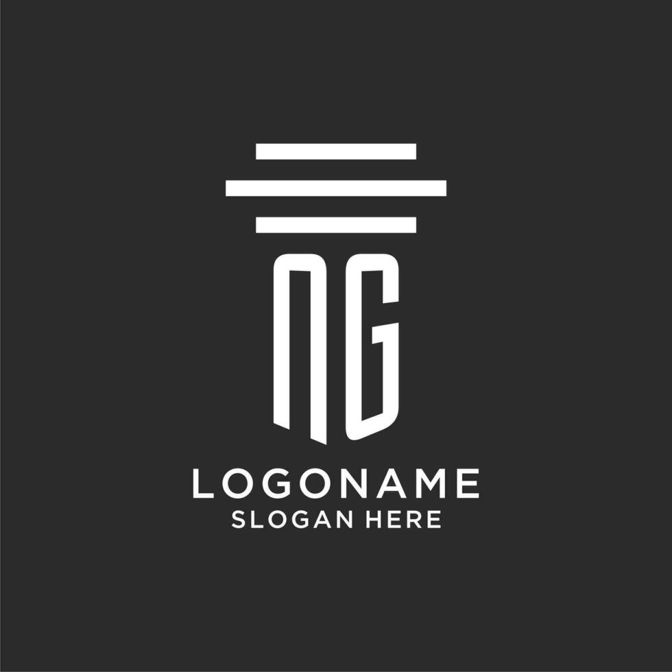 NG initials with simple pillar logo design, creative legal firm logo vector