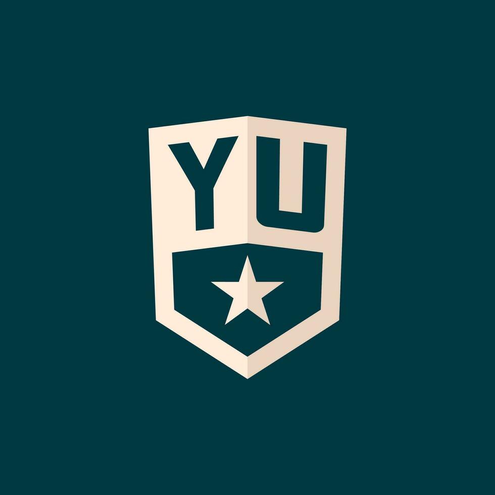 Initial YU logo star shield symbol with simple design vector
