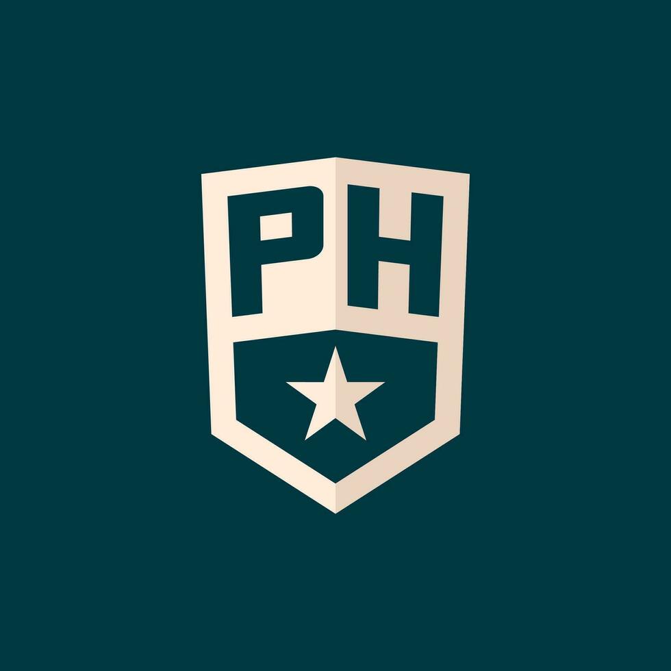 Initial PH logo star shield symbol with simple design vector