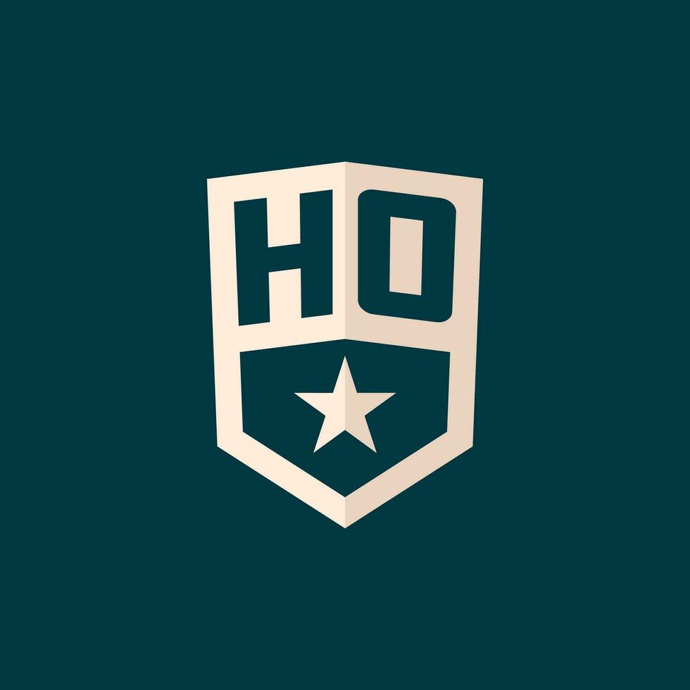 Initial HO logo star shield symbol with simple design vector