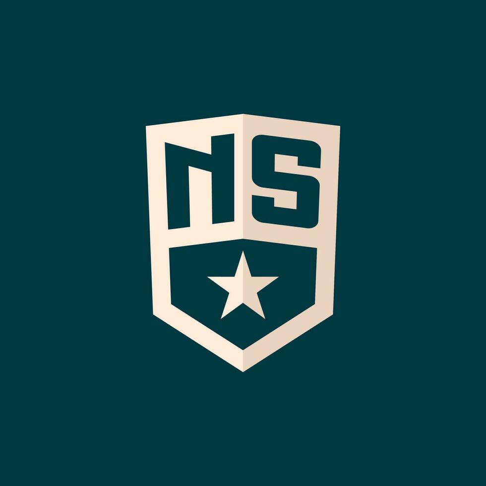 Initial NS logo star shield symbol with simple design vector