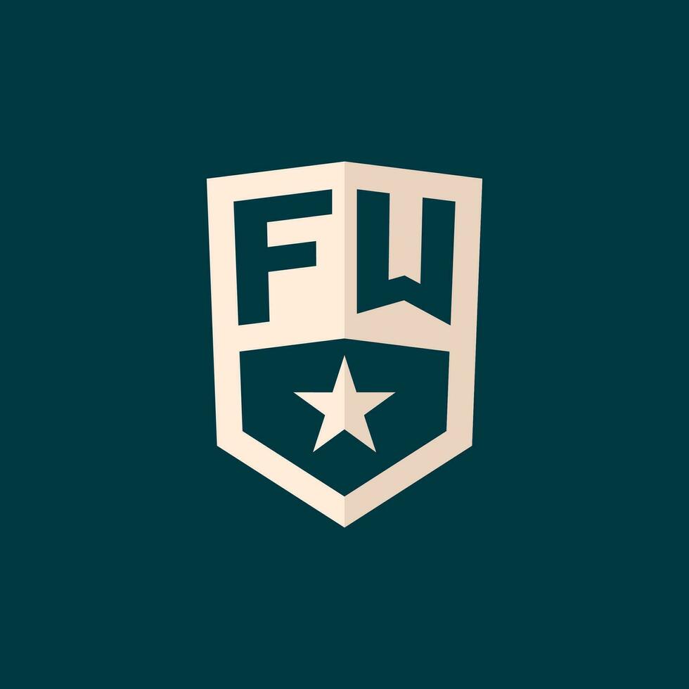 Initial FW logo star shield symbol with simple design vector