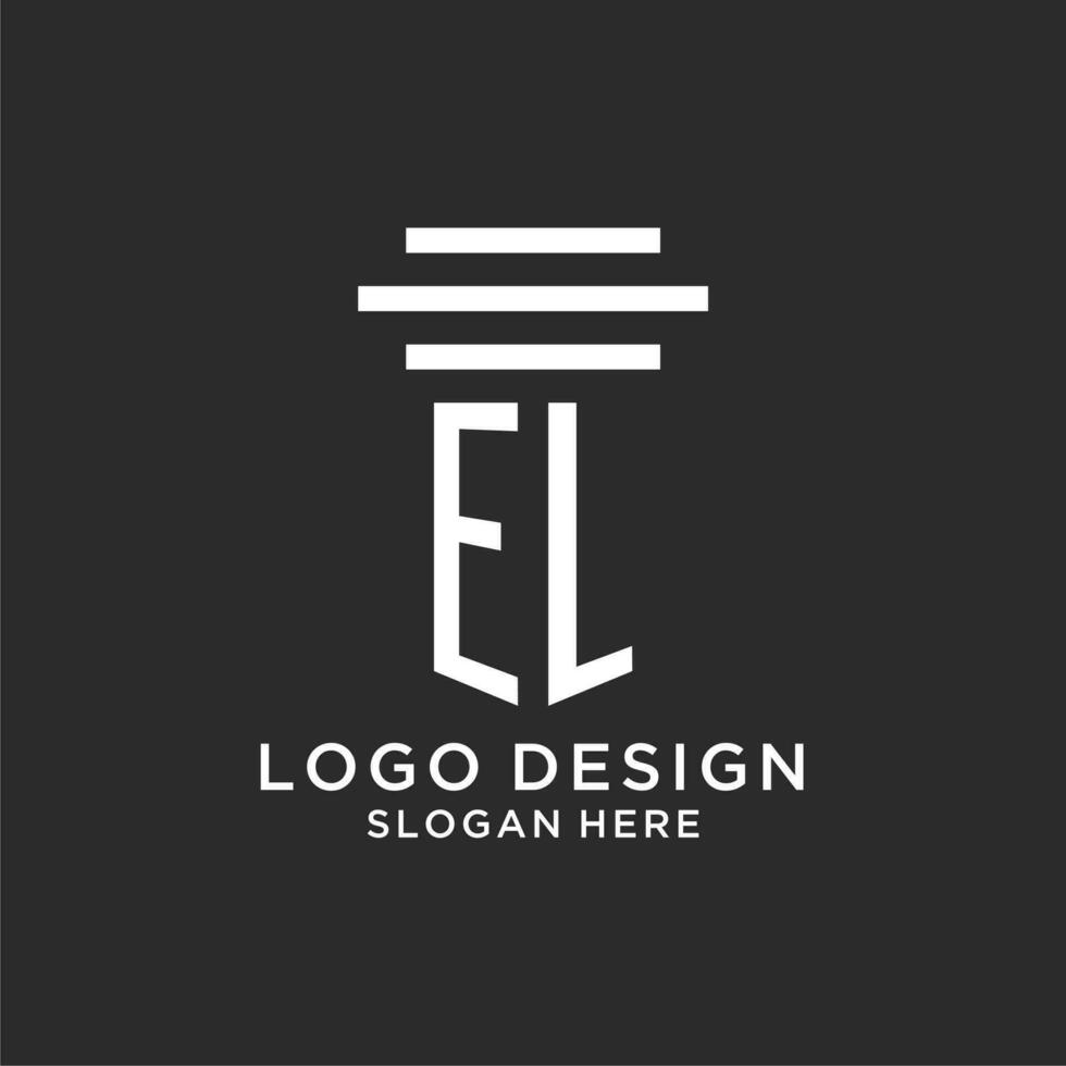 EL initials with simple pillar logo design, creative legal firm logo vector